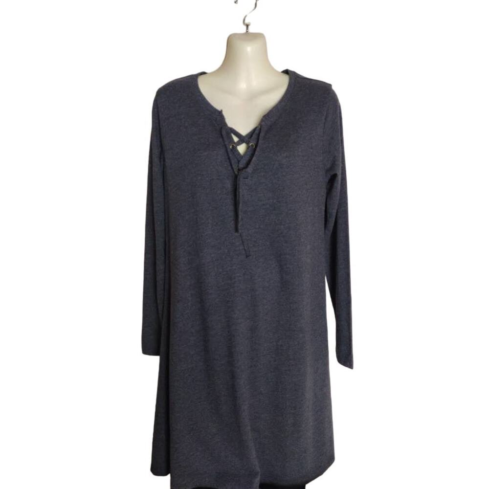Nutshell Long Sleeve Dress with Lace Up Neck, Gray,‎ Size S, NWT